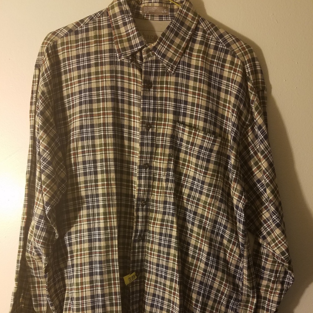 EUC Haggar Green, Tan, Red and Black Casual Shirt - Picture 2 of 5